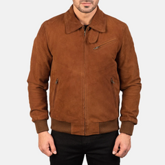 Blain Mocha Suede Bomber Jacket