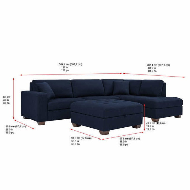 Thomasville Miles Fabric Sectional with Storage Ottoman