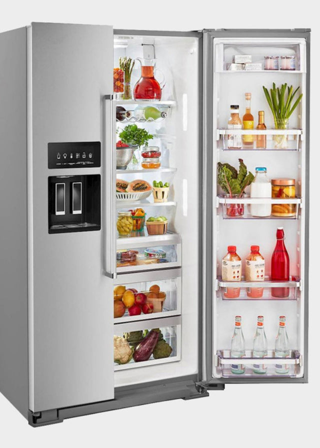 Side by Side Refrigerator with Exterior Ice and Water in PrintShield Stainless Steel