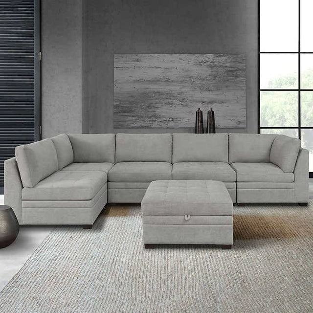 Thomasville Tisdale Fabric Sectional with Storage Ottoman