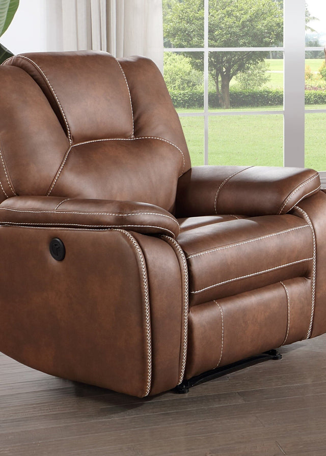 U124R - NATIONWIDE Power Recliner Saddle Brown