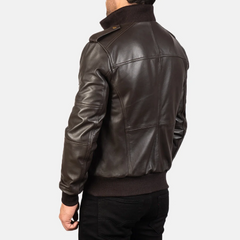Agent Shadow Leather Bomber Jacket