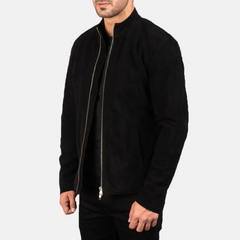 Charcoal Suede Biker Jacket