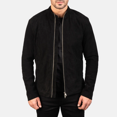 Charcoal Suede Biker Jacket