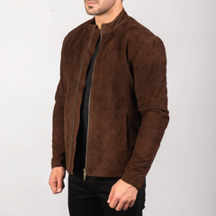 Charcoal Suede Biker Jacket
