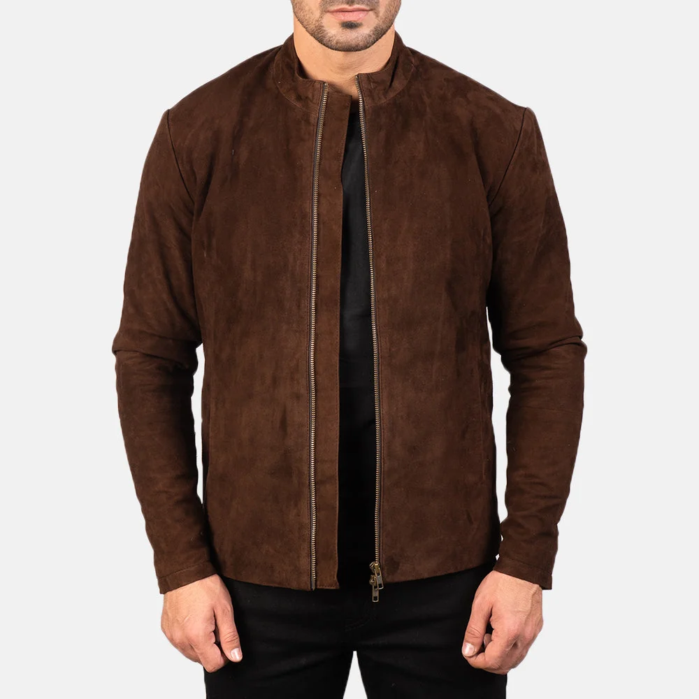Charcoal Suede Biker Jacket