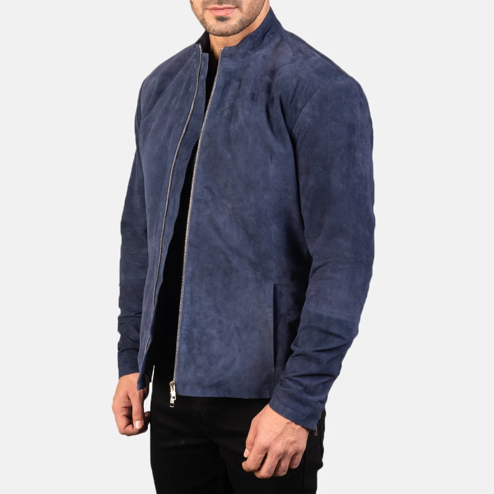 Charcoal Suede Biker Jacket