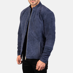 Charcoal Suede Biker Jacket