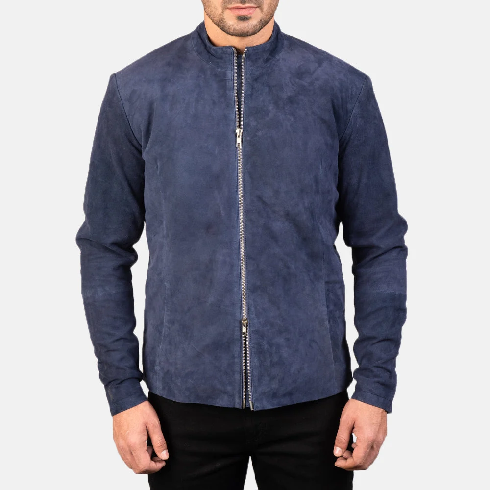 Charcoal Suede Biker Jacket