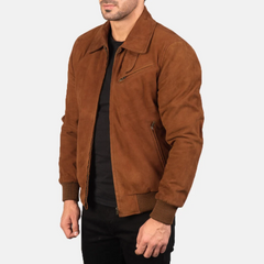 Blain Mocha Suede Bomber Jacket