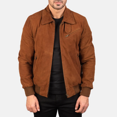 Blain Mocha Suede Bomber Jacket