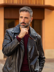 Noah Black Leather Biker Jacket