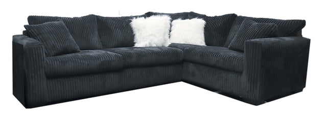 U325 - NATIONWIDE 2pc. Black Fluffy Sectional